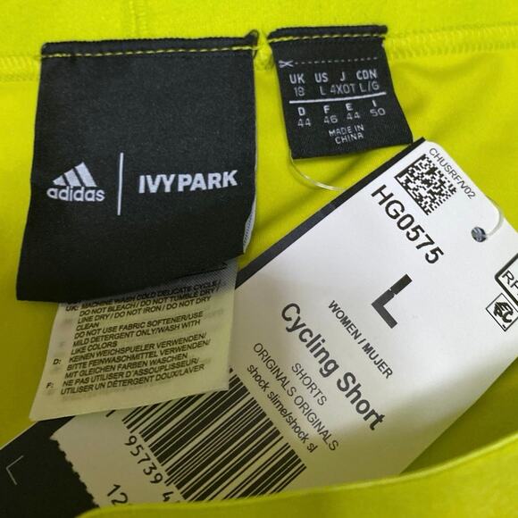 NEW Adidas Ivy Park Peloton Women's Yellow High Waisted Cycling Biker Shorts L - Picture 4 of 4